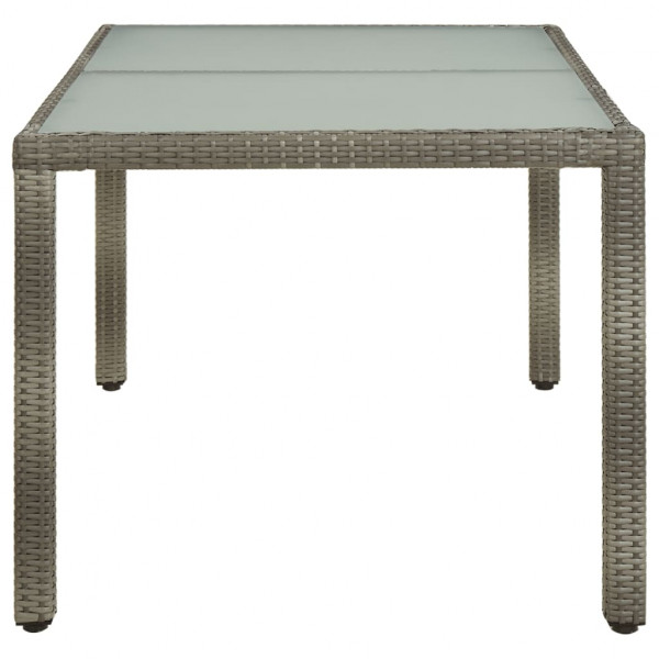 Mesa de jardín vidrio templado ratán sintético gris 150x90x75cm M 3