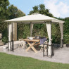 Gazebo com paredes laterais e telhado duplo 3x3 m cor creme 1