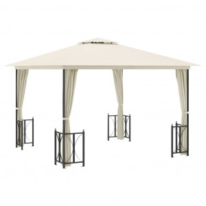 Gazebo com paredes laterais e telhado duplo 3x3 m cor creme H