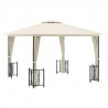 Gazebo com paredes laterais e telhado duplo 3x3 m cor creme 2