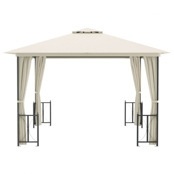 Gazebo com paredes laterais e telhado duplo 3x3 m cor creme M 4
