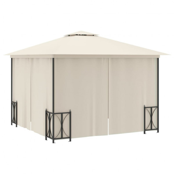 Gazebo com paredes laterais e telhado duplo 3x3 m cor creme M 5