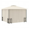 Gazebo com paredes laterais e telhado duplo 3x3 m cor creme 5