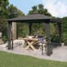 Gazebo com paredes laterais e telhado duplo 3x3 m cor antracite 1