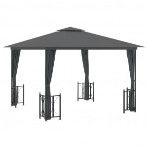 Gazebo com paredes laterais e telhado duplo 3x3 m cor antracite H