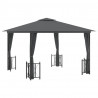 Gazebo com paredes laterais e telhado duplo 3x3 m cor antracite 2