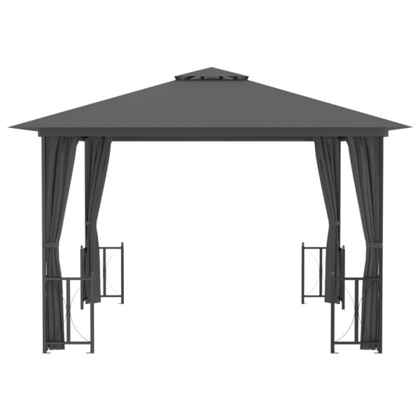 Gazebo com paredes laterais e telhado duplo 3x3 m cor antracite M 3