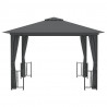 Gazebo com paredes laterais e telhado duplo 3x3 m cor antracite 4