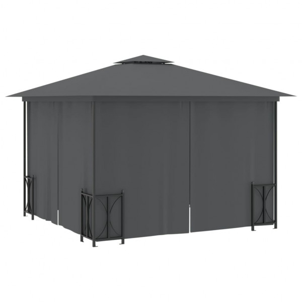 Gazebo com paredes laterais e telhado duplo 3x3 m cor antracite M 5