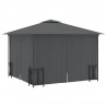 Gazebo com paredes laterais e telhado duplo 3x3 m cor antracite 5