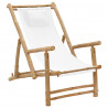 Silla de playa de bambú y lona blanco crema 1