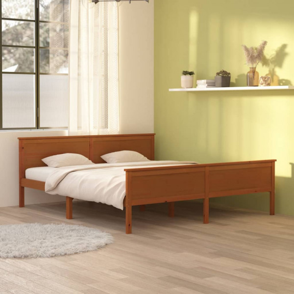 Estructura de cama madera maciza pino marrón miel 180x200 cm D
