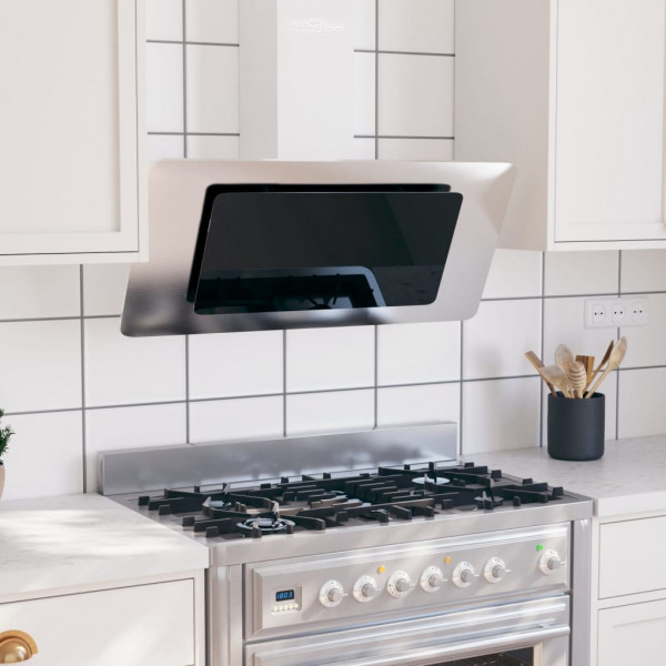 Campana extractora acero inox y vidrio templado plateado 90 cm M 5