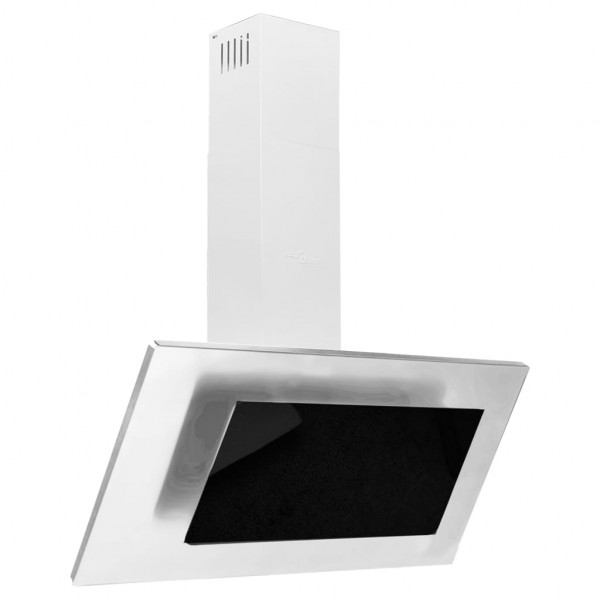 Campana extractora acero inox y vidrio templado plateado 90 cm D