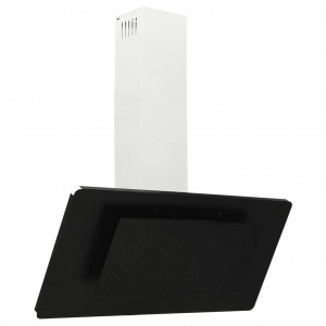 Exaustor de parede 90 cm aço inoxidável e vidro temperado preto H