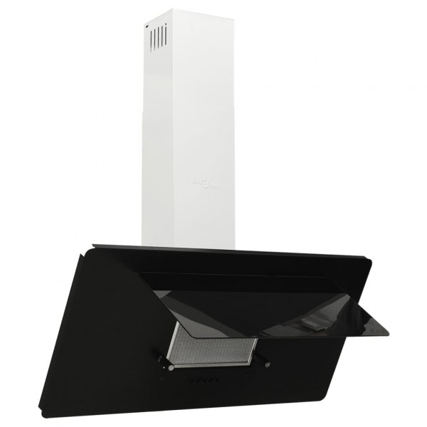 Exaustor de parede 90 cm aço inoxidável e vidro temperado preto M 4