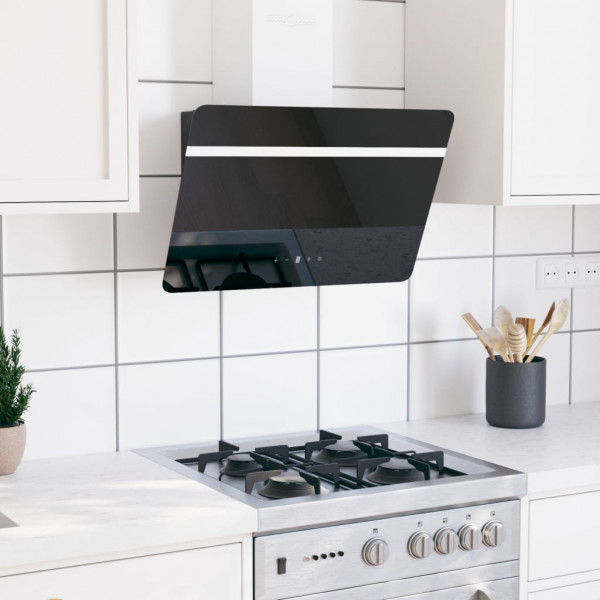 Campana extractora pared acero y vidrio templado negro 60 cm M 5