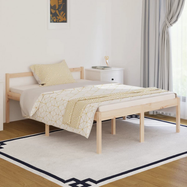 Cama para personas mayores madera maciza de pino 140x190 cm D