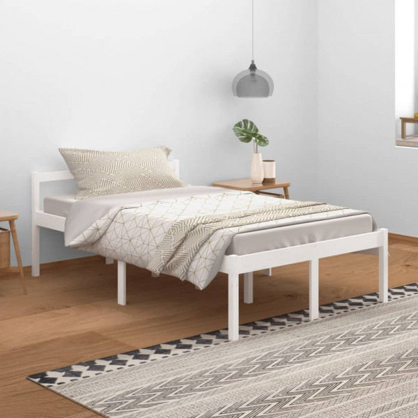Cama para personas mayores madera maciza pino blanca 120x200 cm D