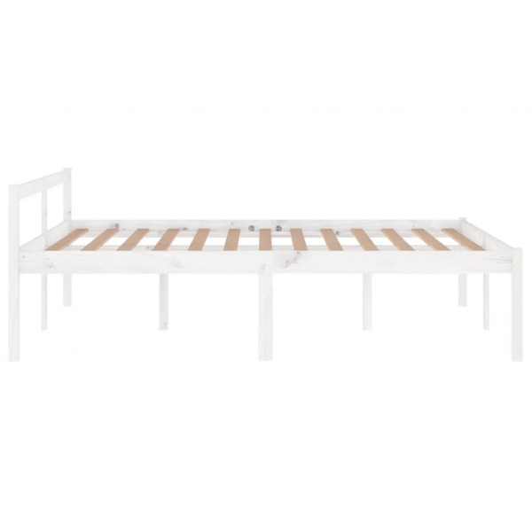 Cama para idosos de madeira maciça pinheiro branco 140x200 cm M 5