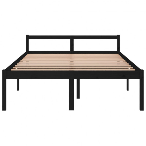 Cama para idosos king size 150x200 cm pinho maciço preto M 4