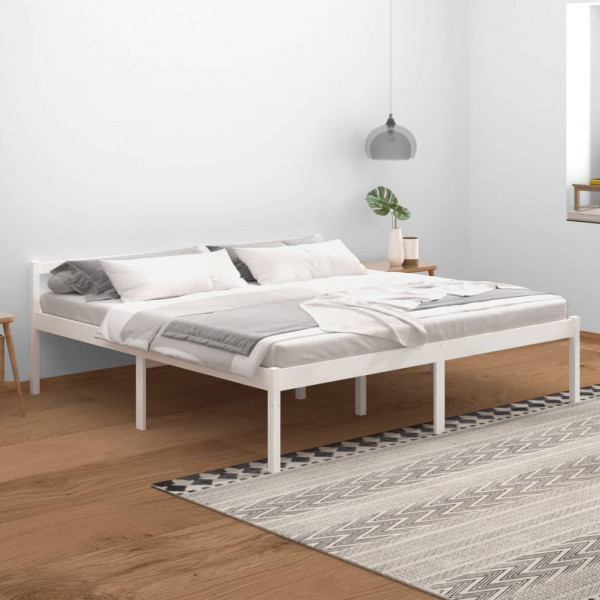 Cama para personas mayores madera maciza pino blanca 200x200 cm D