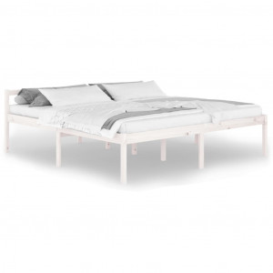 Cama para idosos de madeira sólida pinheiro branco 200x200 cm H