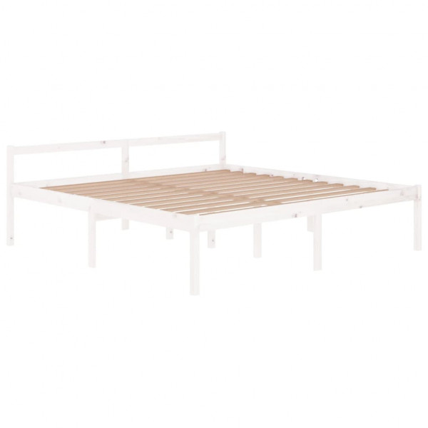 Cama para idosos de madeira sólida pinheiro branco 200x200 cm M 3