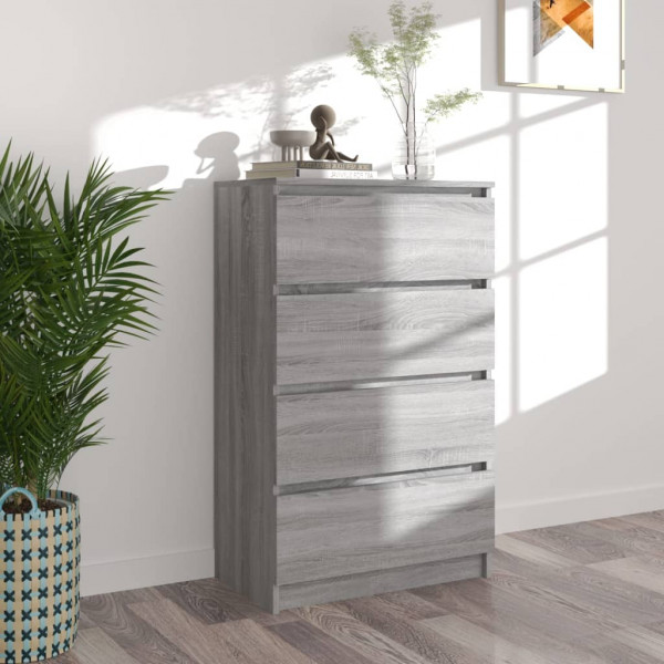 Aparador de madera contrachapada Sonoma gris 60x35x98.5 cm D