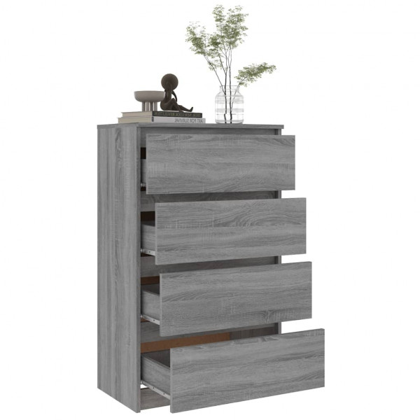 Aparador de madera contrachapada Sonoma gris 60x35x98.5 cm M 4