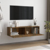 Mueble de pared TV contrachapado roble ahumado 120x30x30 cm 3