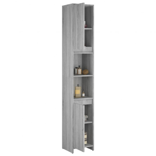 Armario de baño madera contrachapada gris Sonoma 30x30x183.5 cm M 4