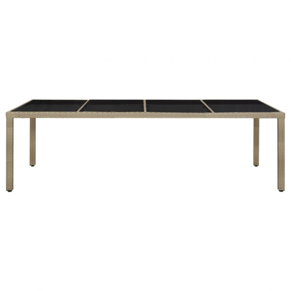 Mesa de jardim 250x100x75 cm vidro temperado e vime PE bege M 2