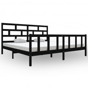 Estructura de cama de madera maciza de pino negro 200x200 cm H