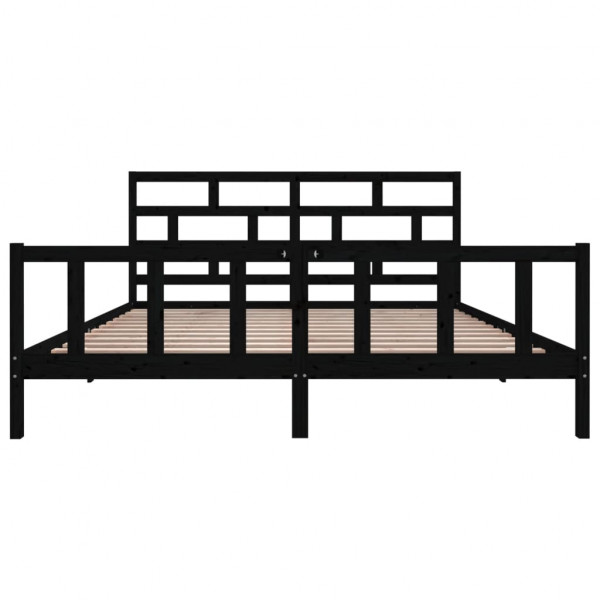 Estructura de cama de madera maciza de pino negro 200x200 cm M 4