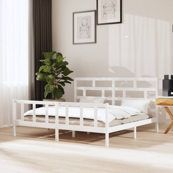 Estructura de cama madera maciza de pino blanco 200x200 cm D
