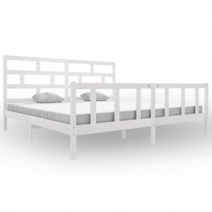 Estructura de cama madera maciza de pino blanco 200x200 cm H