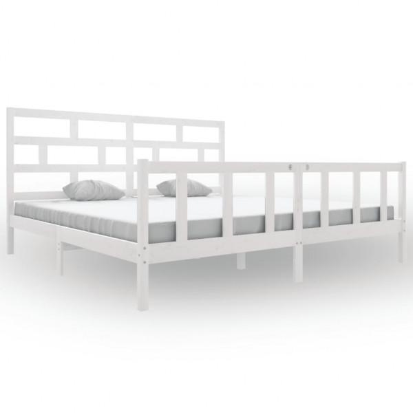 Estructura de cama madera maciza de pino blanco 200x200 cm M 2