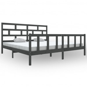 Estructura de cama de madera maciza de pino gris 200x200 cm H