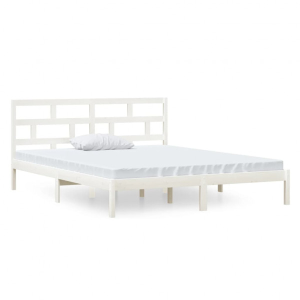 Estrutura cama pequena casal 120x190 cm pinho maciço branco M 2