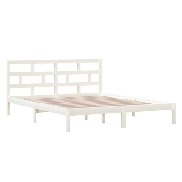 Estrutura cama pequena casal 120x190 cm pinho maciço branco M 3