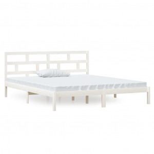 Estructura de cama madera maciza blanco 135x190 cm H