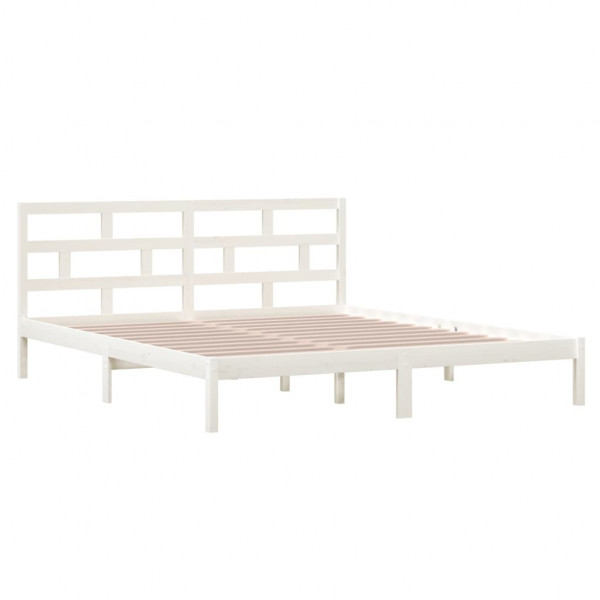 Estrutura de cama casal 135x190 cm madeira maciça branco M 3