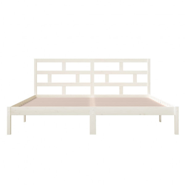 Estrutura de cama casal 135x190 cm madeira maciça branco M 4