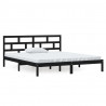 Estrutura de cama casal 135x190 cm madeira maciça preto 2