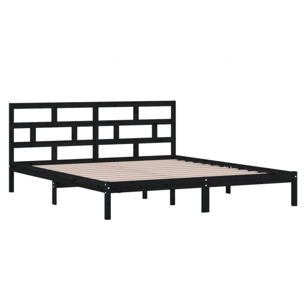 Estrutura de cama casal 135x190 cm madeira maciça preto M 3