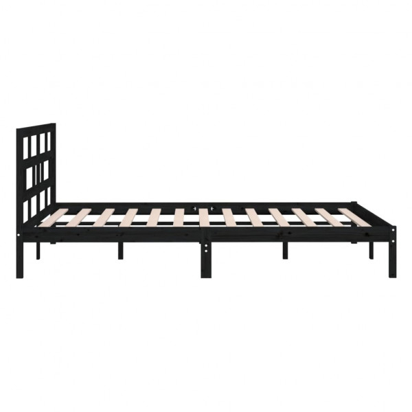 Estructura de cama madera maciza negro 135x190 cm M 5