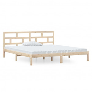 Estructura de cama madera maciza de pino 140x190 cm H