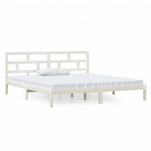 Estrutura de cama 140x190 cm madeira de pinho maciça branco H