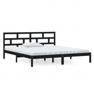 Estructura de cama de madera maciza de pino negro 140x190 cm H
